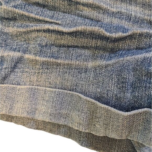JORDACHE Jean‎ Shorts Cuffed Faded Denim Gold Topstitching sz 8 - Picture 5 of 10